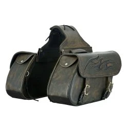 Dream Apparel Saddlebag & Accessory Brown Leather Concealed Carry Saddlebag With Flame -fly Outlet 10146888 D V6