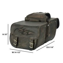 Dream Apparel Saddlebag & Accessory Brown Leather Concealed Carry Saddlebag With Flame -fly Outlet 10146888 E V6