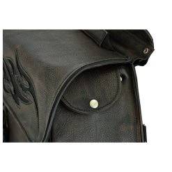 Dream Apparel Saddlebag & Accessory Brown Leather Concealed Carry Saddlebag With Flame -fly Outlet 10146888 I V6
