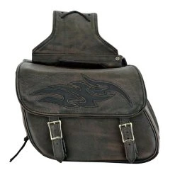 Dream Apparel Saddlebag & Accessory Brown Leather Concealed Carry Saddlebag With Flame -fly Outlet 10146888 N V6
