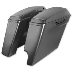 HogWorkz 2-Into-1 Extended 4" Stretched Saddlebags Charcoal Pearl