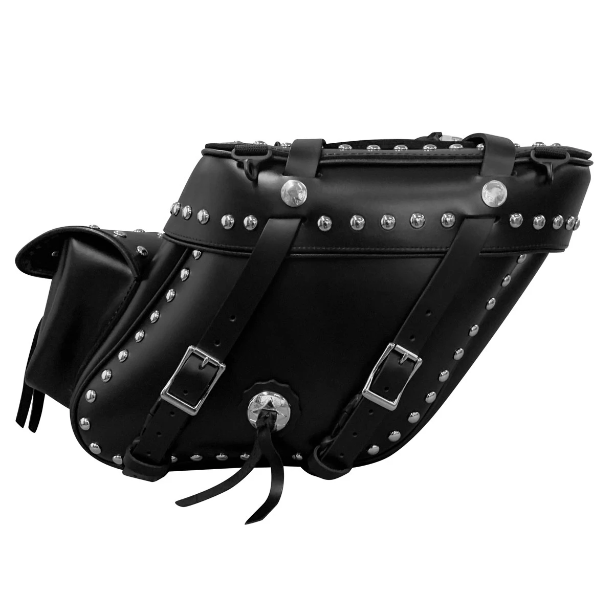 Leatherworks Inc. Leatherworks, Inc. Wide Angle Box Top Studded Saddlebags With Rear Pockets 3 Leatherworks Inc. Leatherworks, Inc. Wide Angle Box Top Studded Saddlebags With Rear Pockets