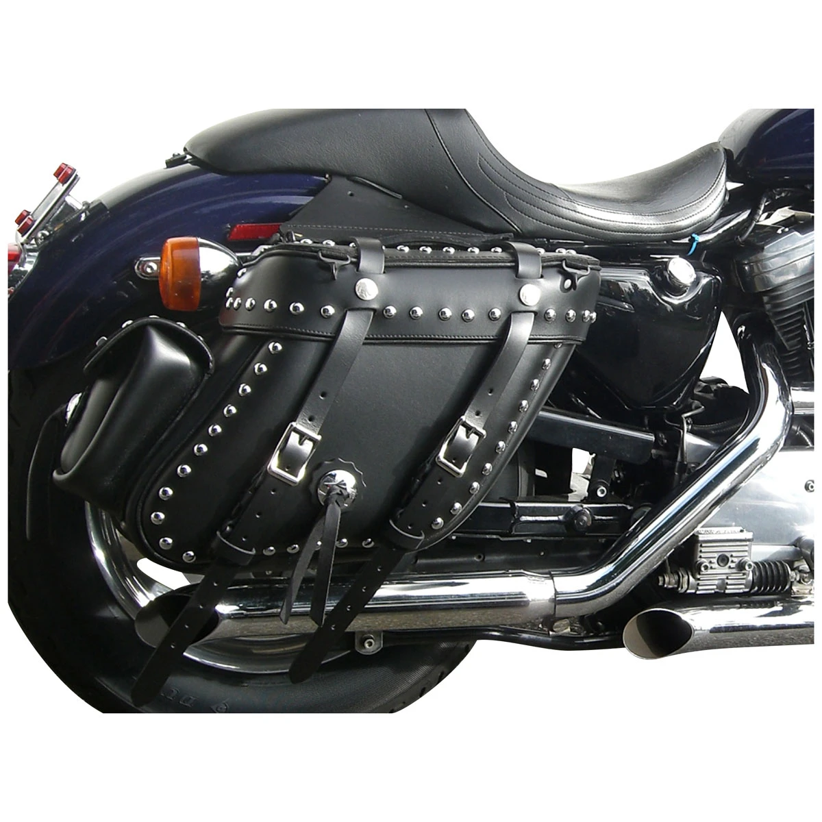 Leatherworks Inc. Leatherworks, Inc. Wide Angle Box Top Studded Saddlebags With Rear Pockets 6 Leatherworks Inc. Leatherworks, Inc. Wide Angle Box Top Studded Saddlebags With Rear Pockets - Image 4