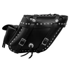 Leatherworks Inc. Leatherworks, Inc. Wide Angle Box Top Studded Saddlebags With Rear Pockets