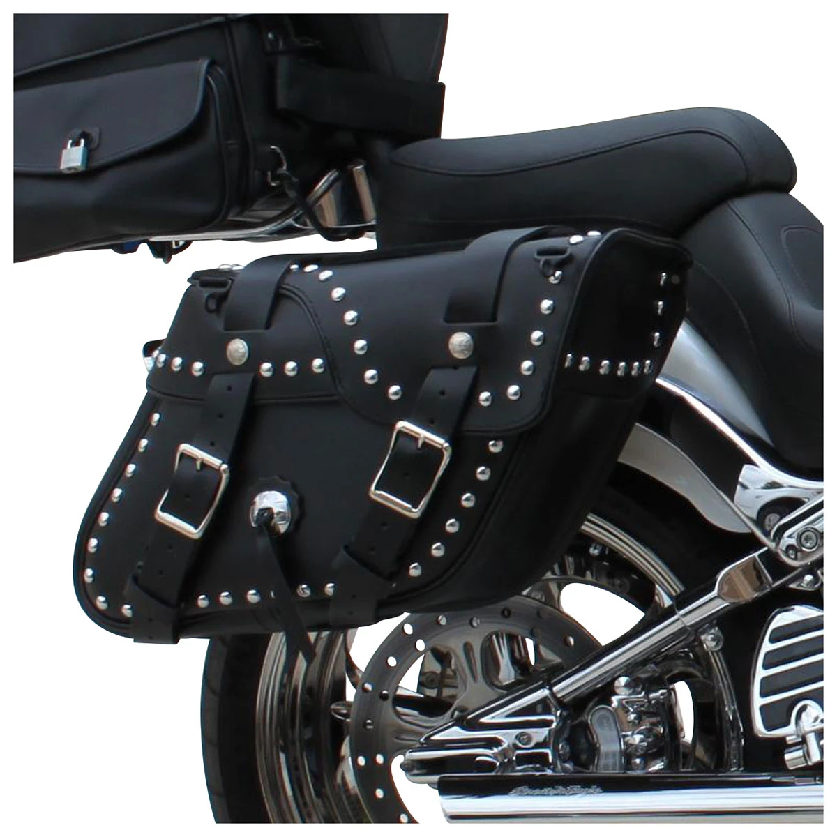 Leatherworks Inc. Leatherworks, Inc. Angle Split Lid Studded Saddlebags 6 Leatherworks Inc. Leatherworks, Inc. Angle Split Lid Studded Saddlebags - Image 4